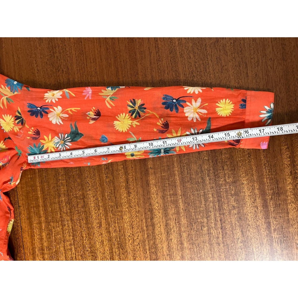 Sezane x C. Kero Floral Cotton Silk Blend Blouse Shirt Orange Daisy Print 36 EU - Picture 8 of 14